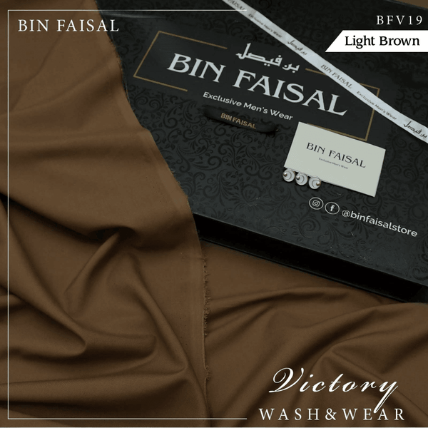 Bin Faisal Victory Wash & Wear (Light Brown) BFV-19 - Sultan Fabrics