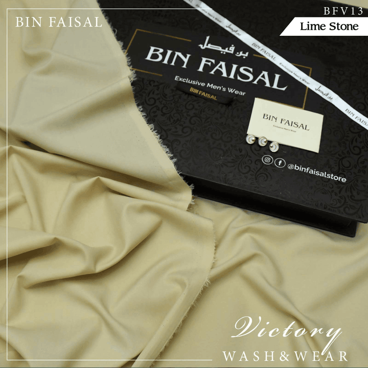 Bin Faisal Victory Wash & Wear (Lime Stone) BFV-13 - Sultan Fabrics