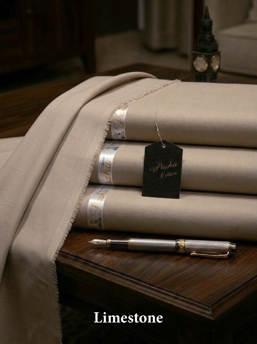 Pasha Premium | 100% Soft Egyptian Cotton | Luxurious Unstitched Fabric (Limestone)