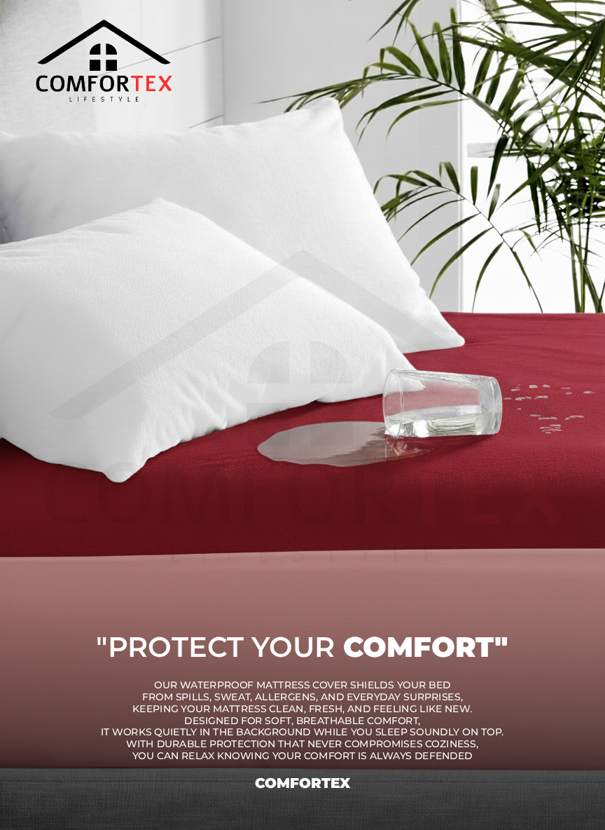 Comfortex Water Proof Mattress Protector | King Size | Maroon