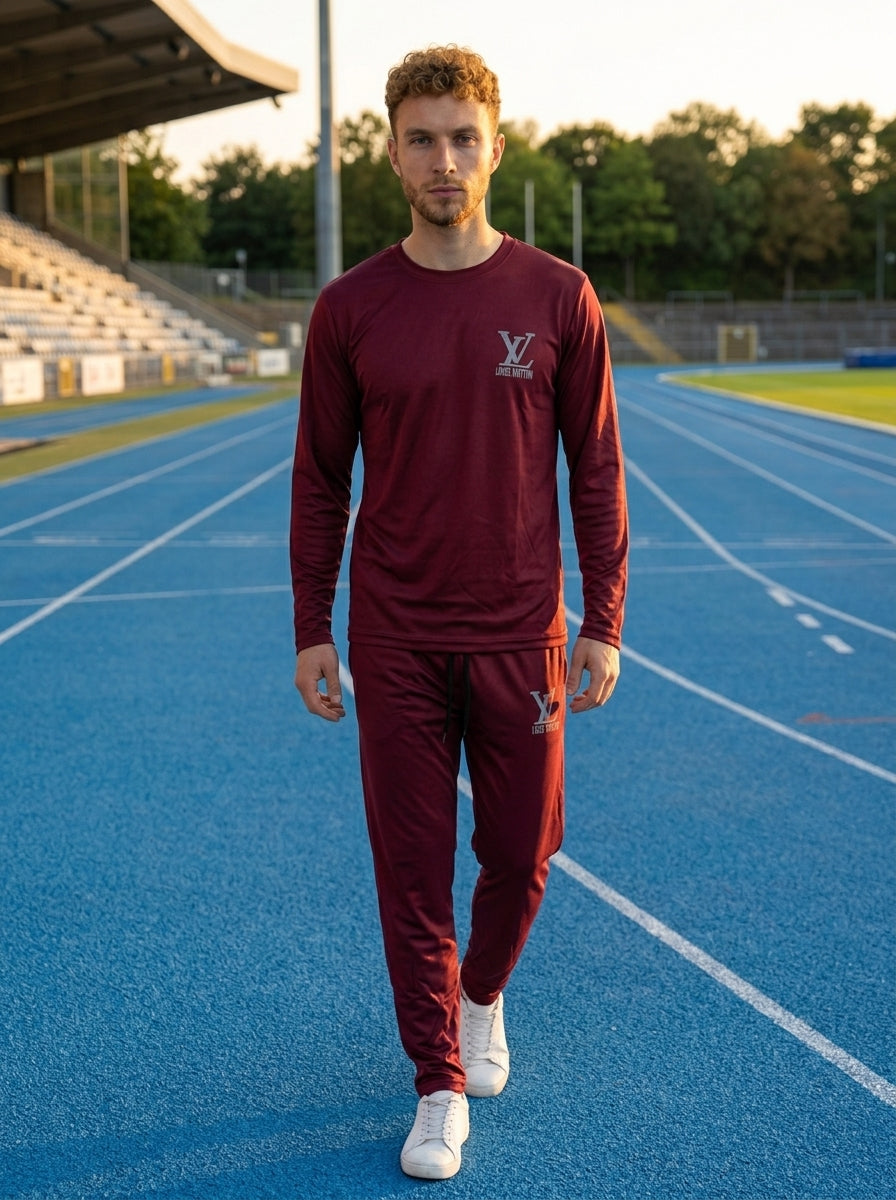 LV Summer Dry-Fit Tracksuit (Maroon)