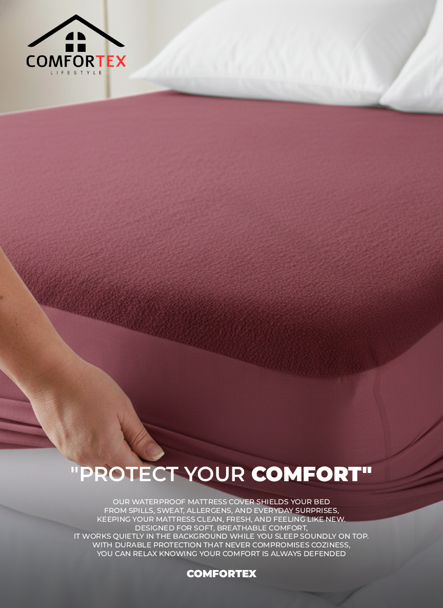 Comfortex Water Proof Mattress Protector | King Size | Maroon