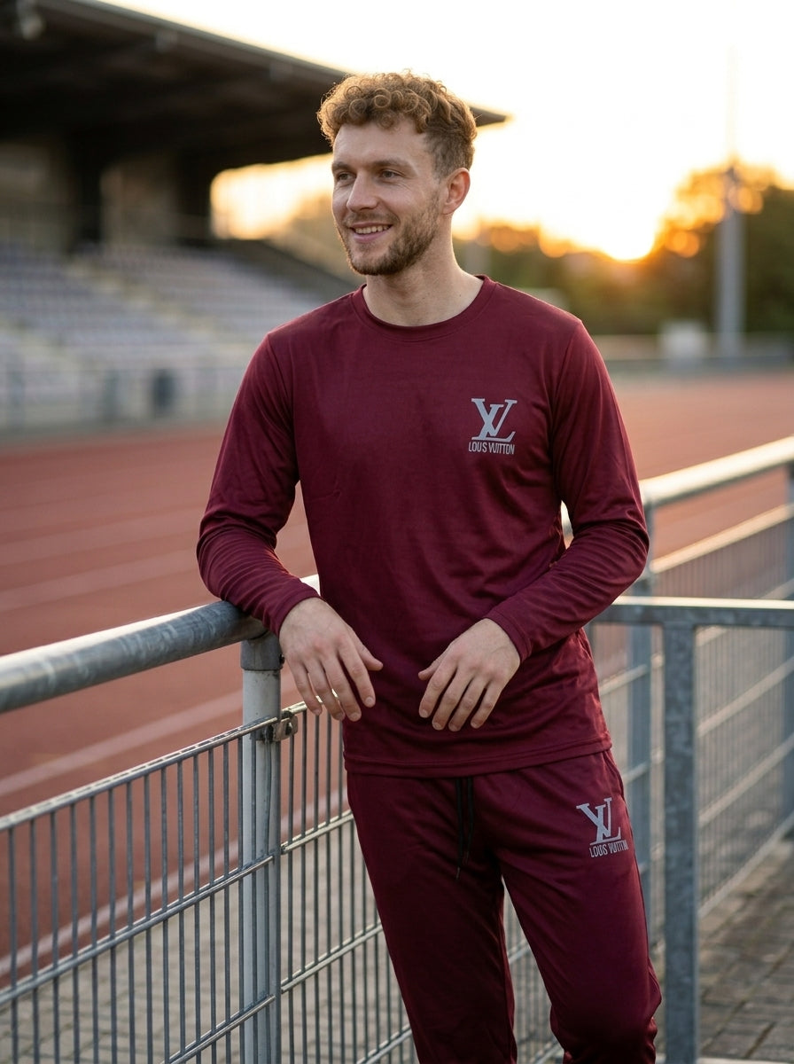 LV Summer Dry-Fit Tracksuit (Maroon)