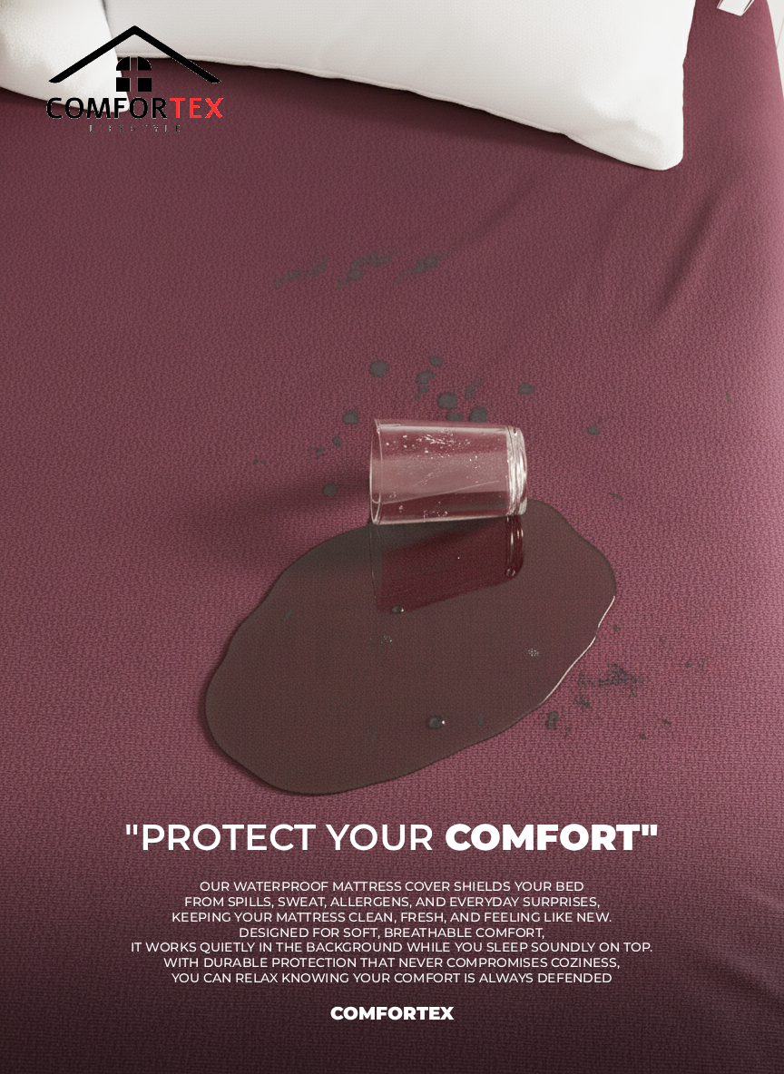 Comfortex Water Proof Mattress Protector | King Size | Maroon