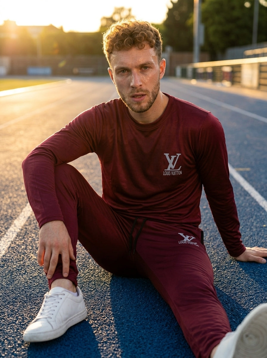 LV Summer Dry-Fit Tracksuit (Maroon)