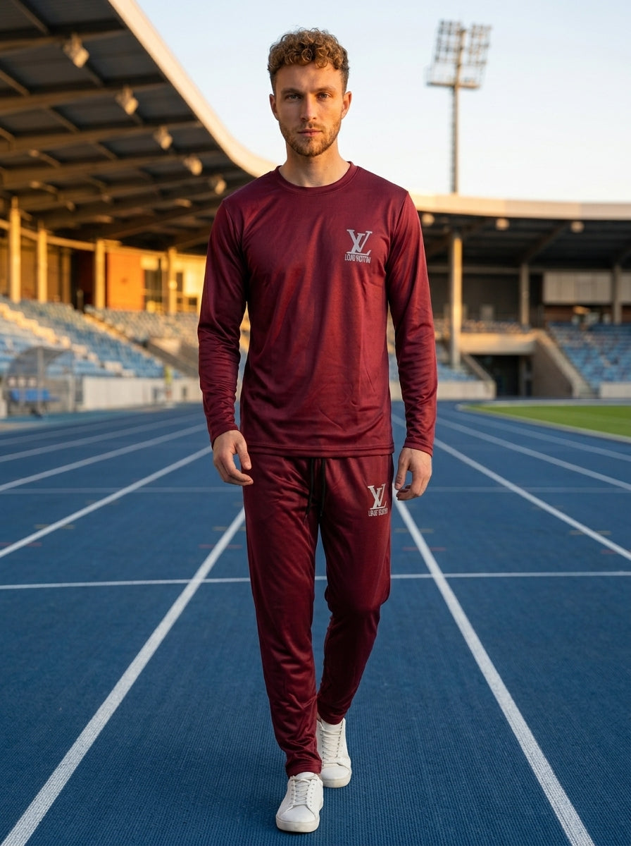 LV Summer Dry-Fit Tracksuit (Maroon)