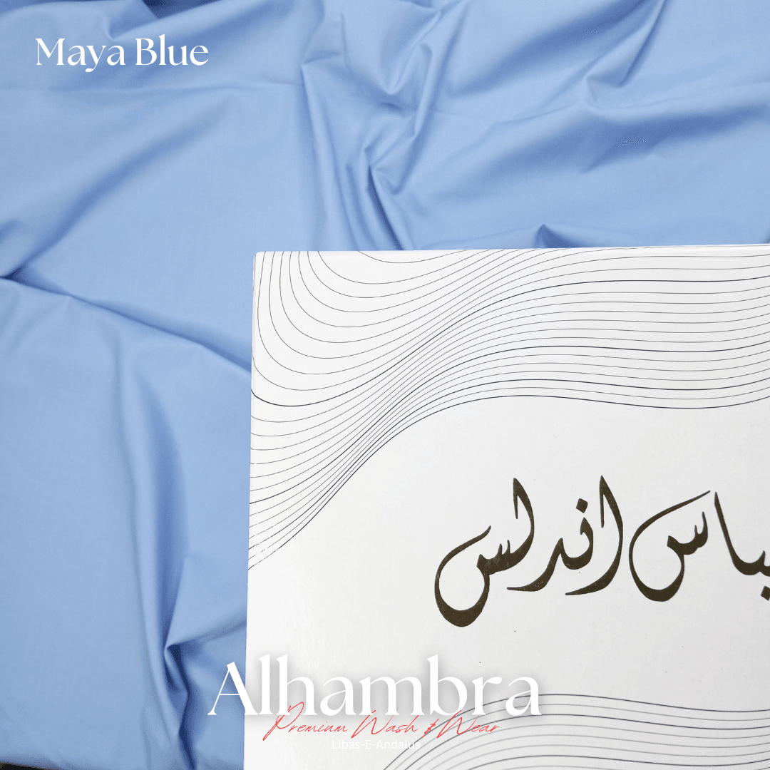 Alhambra Premium 4 Season Wash & Wear Suit (Maya Blue) 4-Meter - Sultan Fabrics