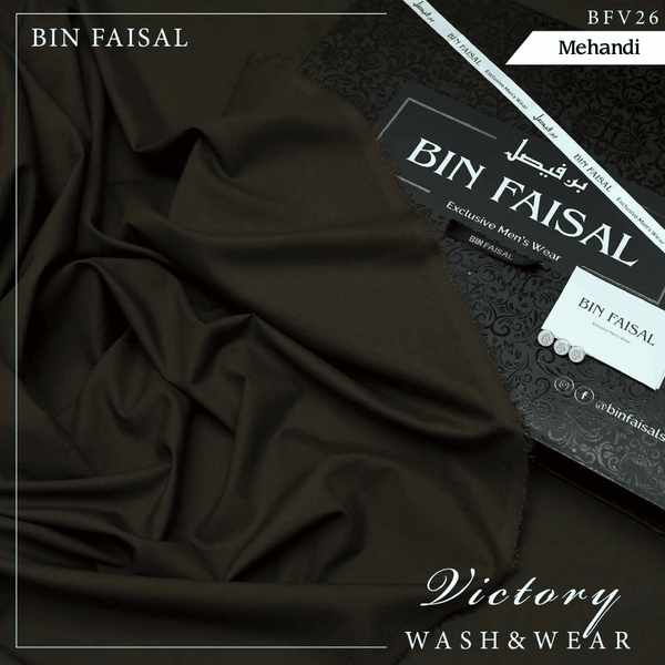 Bin Faisal Victory Wash & Wear (Mehandi) BFV-26 - Sultan Fabrics