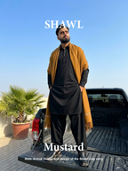 Libas-e-Andalus | Plain 100% Acrylic Men Shawl (Mustard)