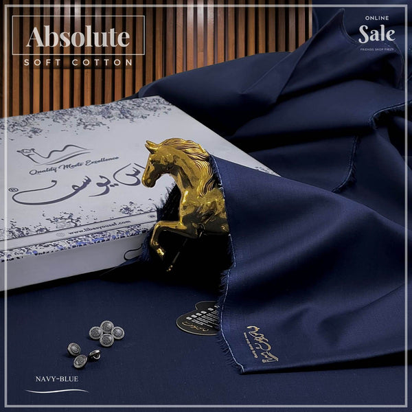 Absolute Soft Cotton Suit (Navy Blue) - Sultan Fabrics