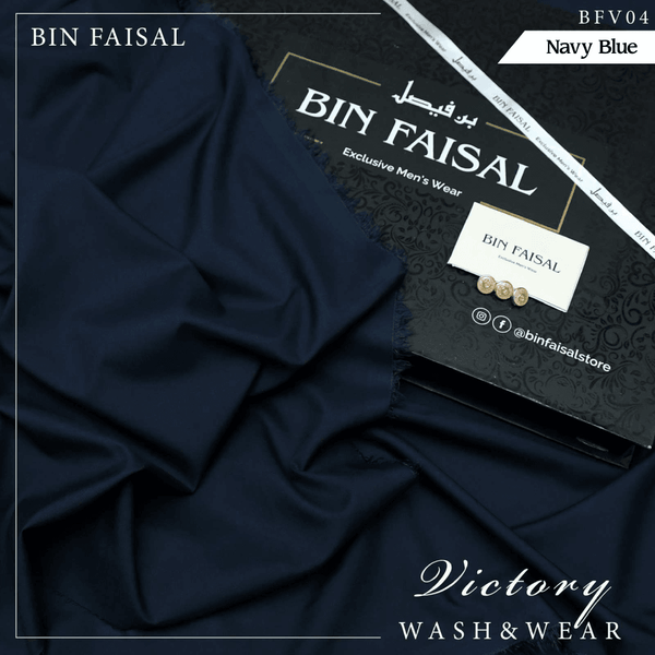 Bin Faisal Victory Wash & Wear (Navy Blue) BFV-04 - Sultan Fabrics