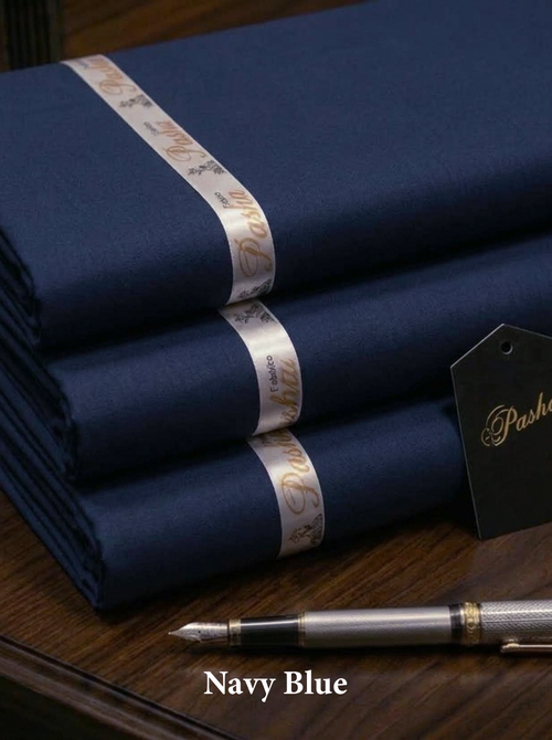 Pasha Premium | 100% Soft Egyptian Cotton | Luxurious Unstitched Fabric (Navy Blue)
