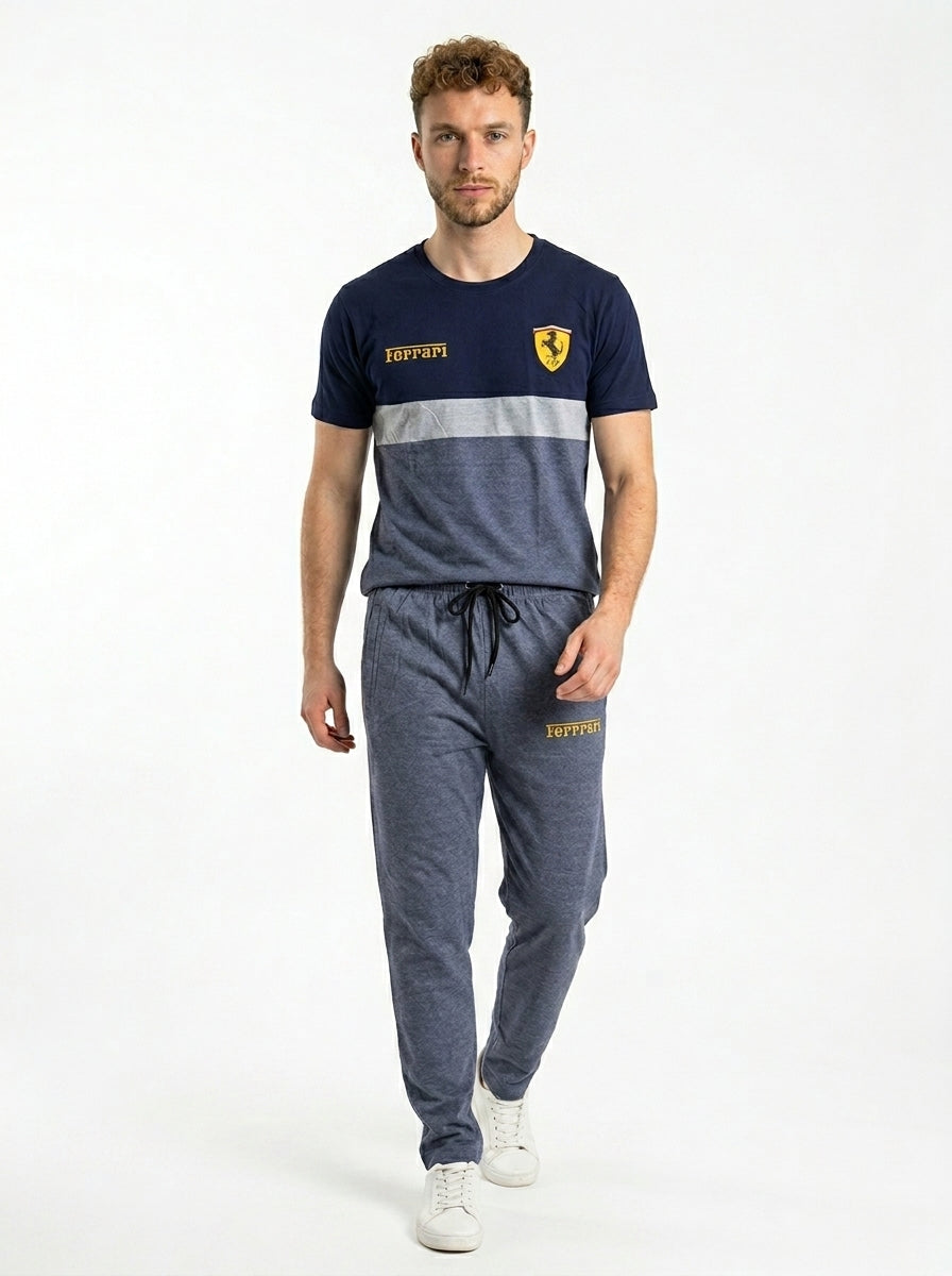 Ferrar Summer Jersey Tracksuit (Navy & Gray)