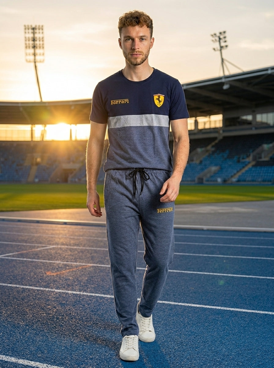Ferrar Summer Jersey Tracksuit (Navy & Gray)
