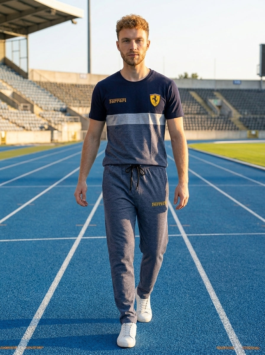 Ferrar Summer Jersey Tracksuit (Navy & Gray)