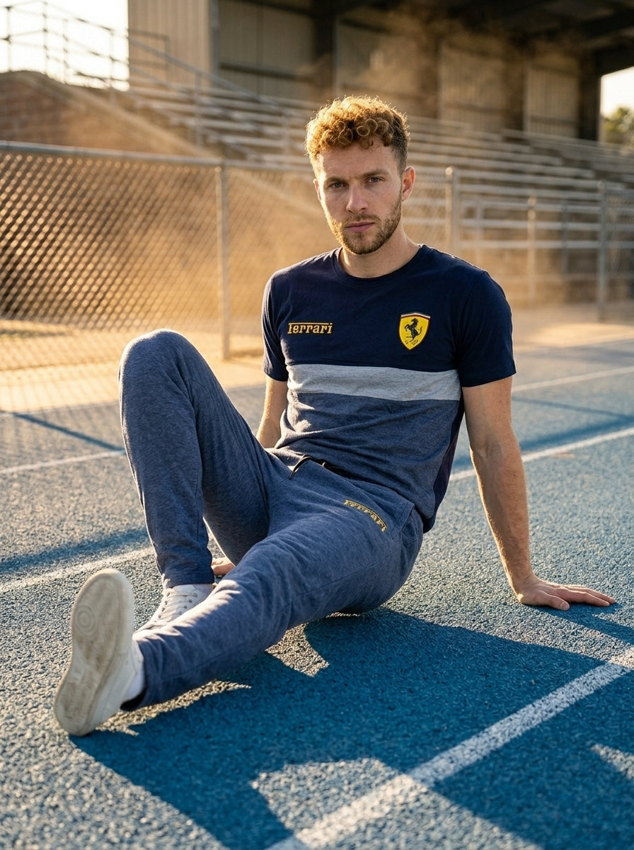Ferrar Summer Jersey Tracksuit (Navy & Gray)