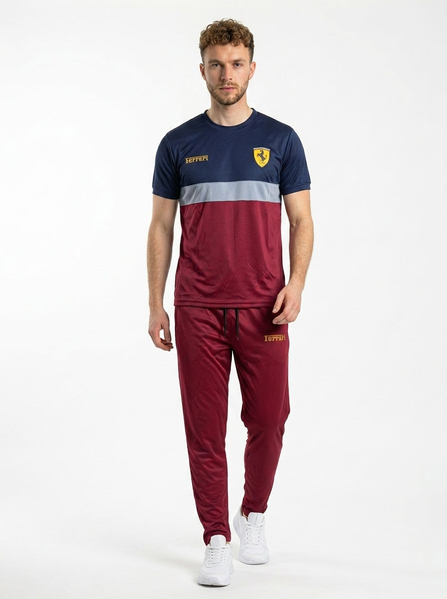 Ferrar Summer Dry-Fit Tracksuit (Navy & Maroon)