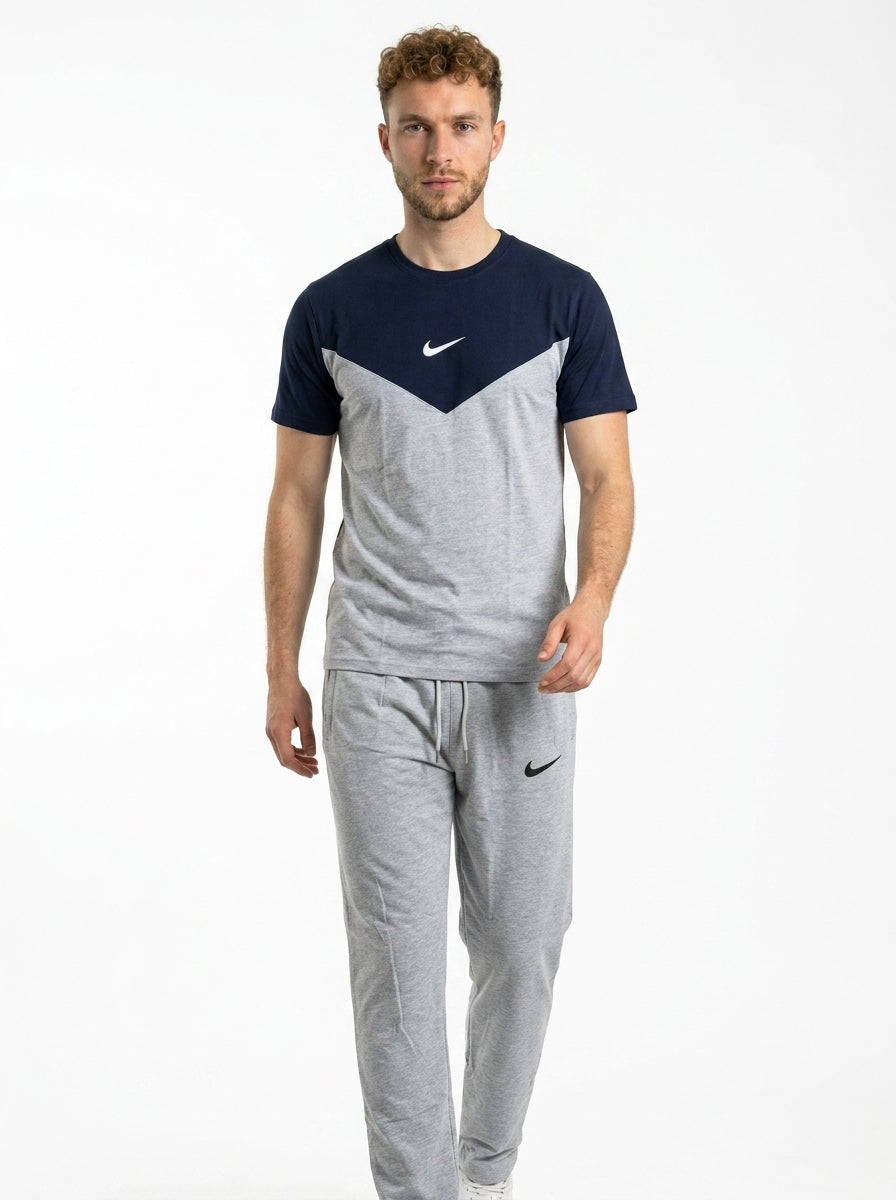 Nik Summer Jersey Tracksuit (Navy & Silver)