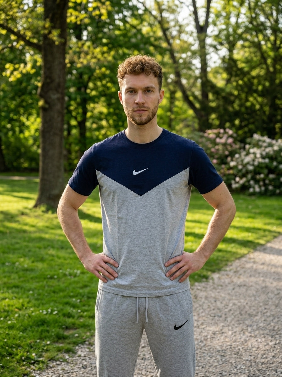 Nik Summer Jersey Tracksuit (Navy & Silver)
