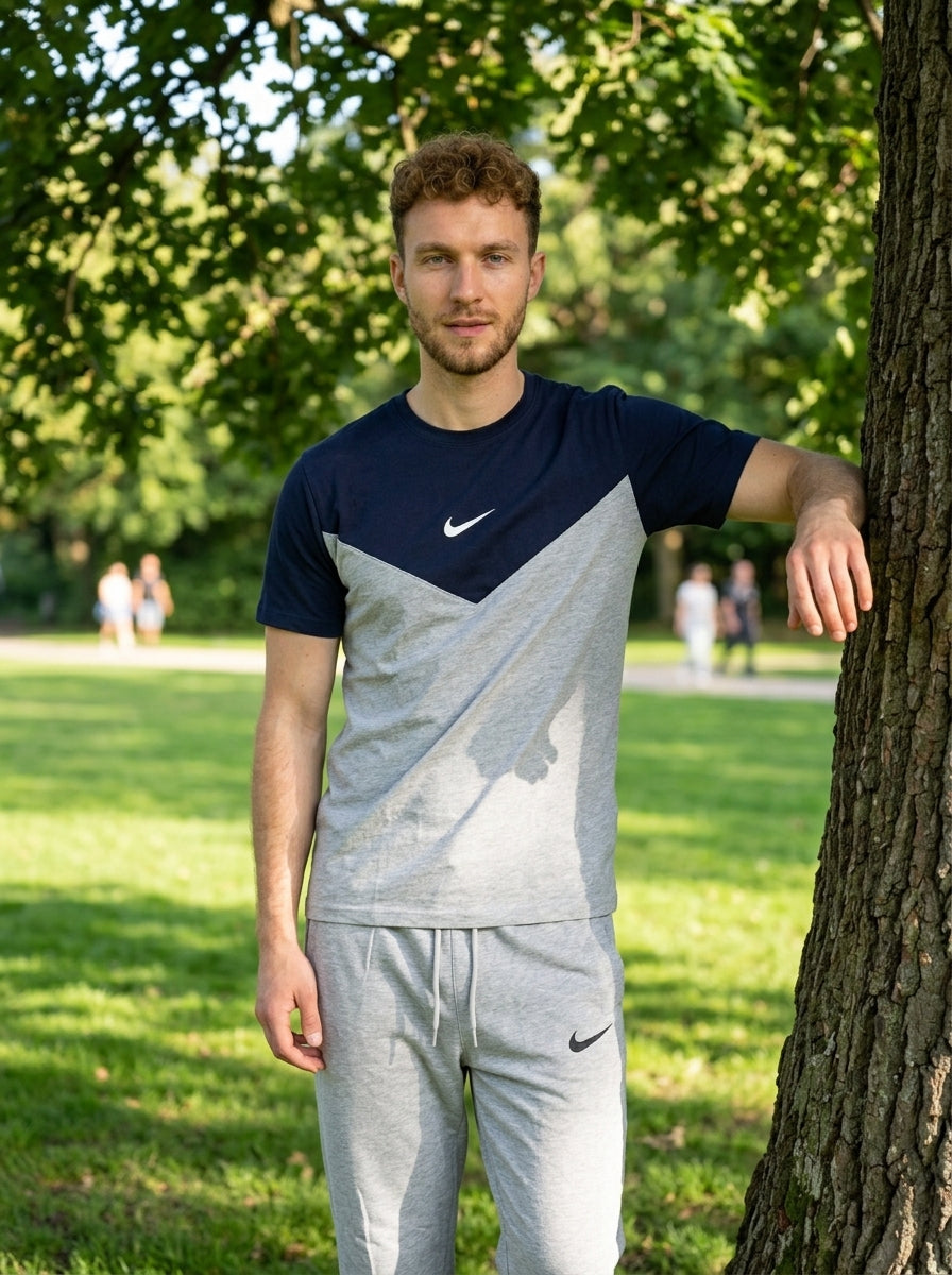 Nik Summer Jersey Tracksuit (Navy & Silver)