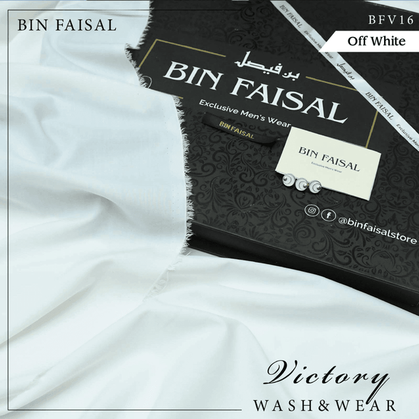 Bin Faisal Victory Wash & Wear (Off White) BFV-16 - Sultan Fabrics