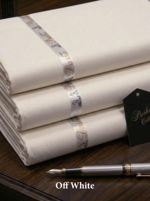 Pasha Premium | 100% Soft Egyptian Cotton | Luxurious Unstitched Fabric (Off White)