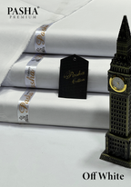 Pasha Premium | 100% Soft Egyptian Cotton | Luxurious Unstitched Fabric (Off White)