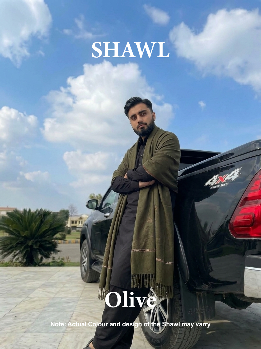 Libas-e-Andalus | Plain 100% Acrylic Men Shawl (Olive)