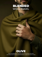 Libas-e-Andalus Blended Wool Shawl (Olive Green)