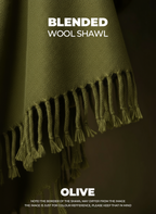 Libas-e-Andalus Blended Wool Shawl (Olive Green)