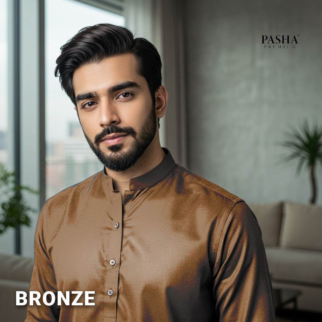 Pasha Premium | 100% Soft Egyptian Cotton | Luxurious Unstitched Fabric (Bronze) - Sultan Fabrics