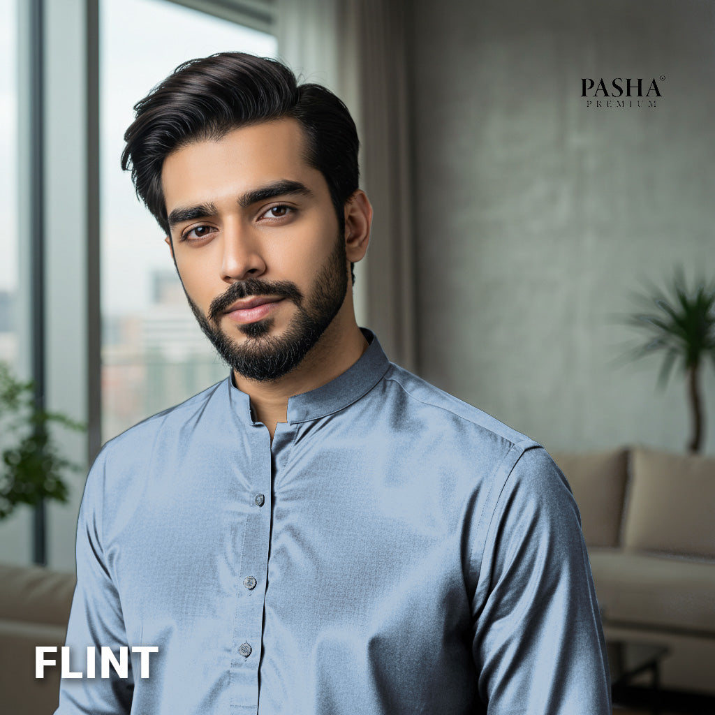 Pasha Premium | 100% Soft Egyptian Cotton | Luxurious Unstitched Fabric (Flint)