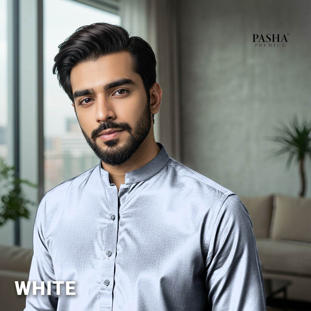 Pasha Premium | 100% Soft Egyptian Cotton | Luxurious Unstitched Fabric (White) - Sultan Fabrics