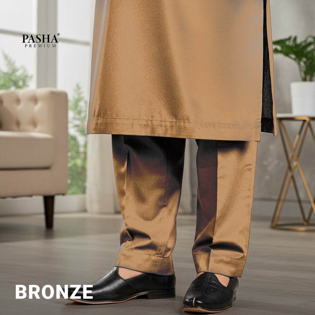 Pasha Premium | 100% Soft Egyptian Cotton | Luxurious Unstitched Fabric (Bronze) - Sultan Fabrics