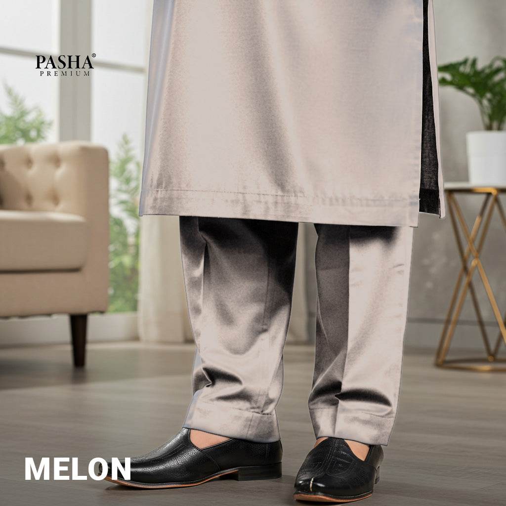 Pasha Premium | 100% Soft Egyptian Cotton | Luxurious Unstitched Fabric (Melon) - Sultan Fabrics