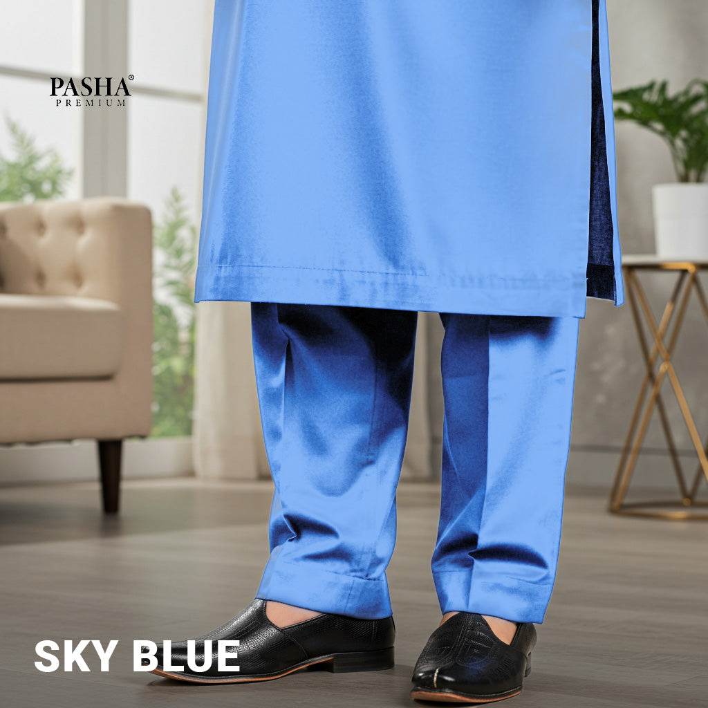 Pasha Premium | 100% Soft Egyptian Cotton | Luxurious Unstitched Fabric (Sky) - Sultan Fabrics