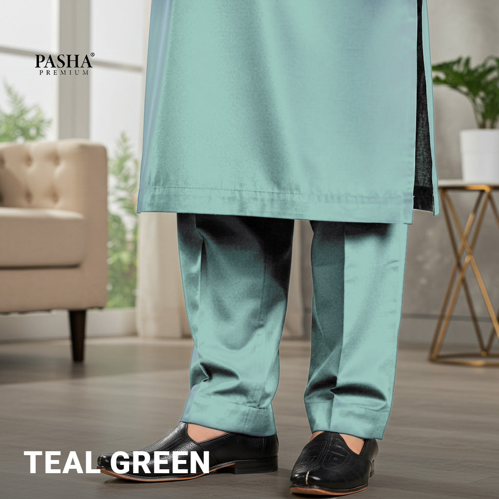 Pasha Premium | 100% Soft Egyptian Cotton | Luxurious Unstitched Fabric (Teal Green)