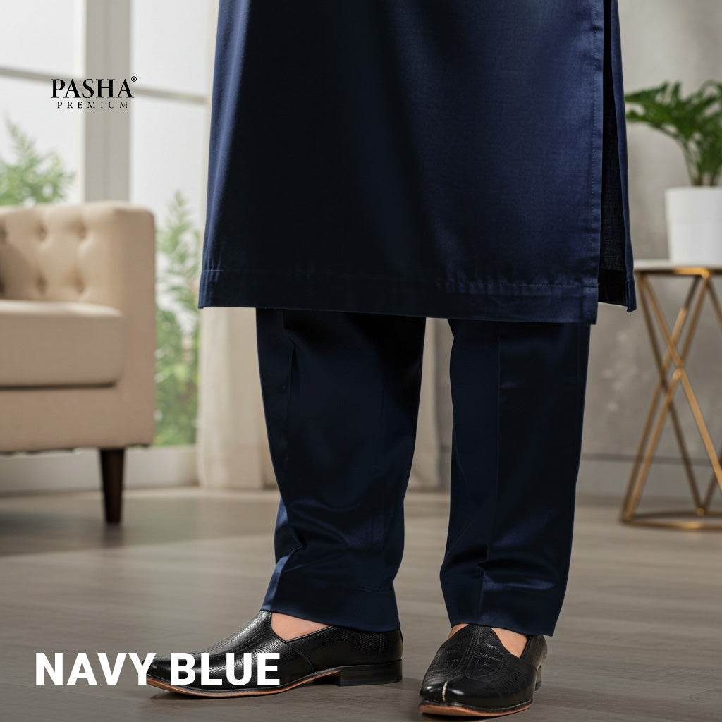Pasha Premium | 100% Soft Egyptian Cotton | Luxurious Unstitched Fabric (Navy Blue) - Sultan Fabrics