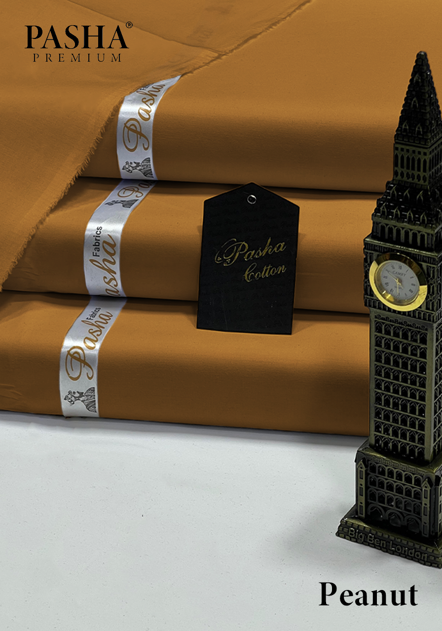 Pasha Premium | 100% Soft Egyptian Cotton | Luxurious Unstitched Fabric (Peanut)