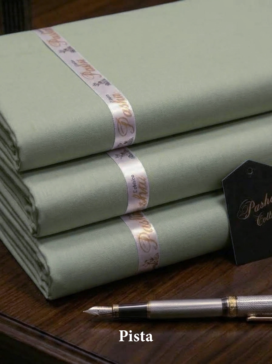 Pasha Premium | 100% Soft Egyptian Cotton | Luxurious Unstitched Fabric (Pista)