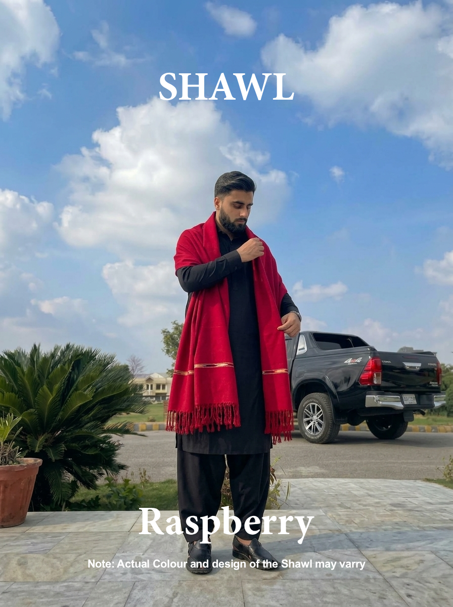 Libas-e-Andalus | Plain 100% Acrylic Men Shawl (Raspberry)