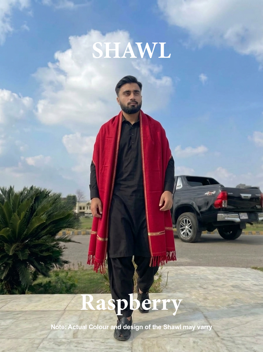 Libas-e-Andalus | Plain 100% Acrylic Men Shawl (Raspberry)