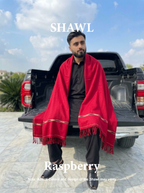 Libas-e-Andalus | Plain 100% Acrylic Men Shawl (Raspberry)