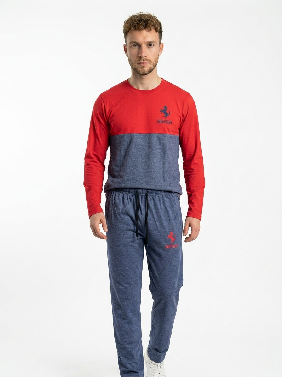 Ferrar Summer Jersey Tracksuit (Red & Gray)