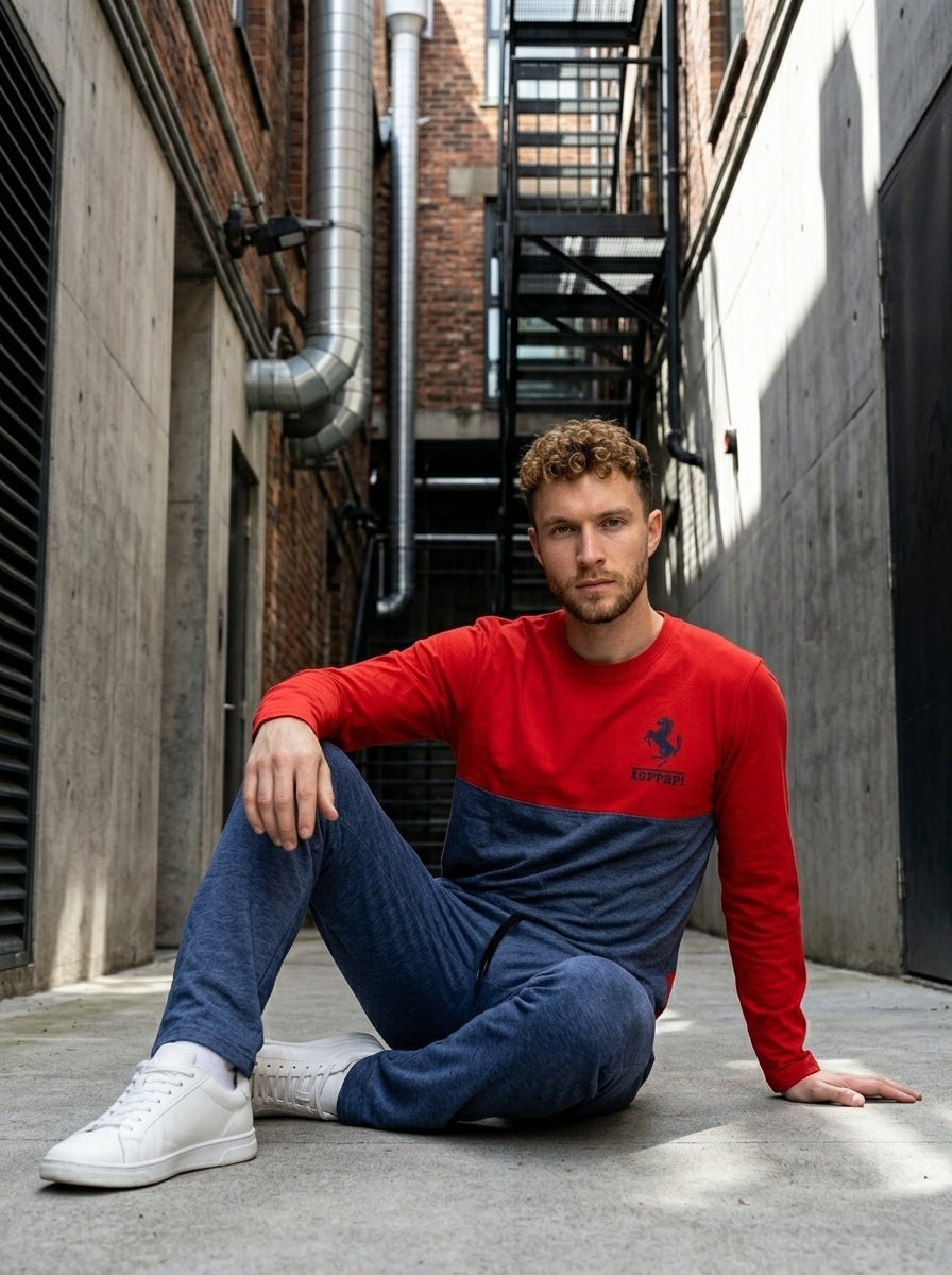 Ferrar Summer Jersey Tracksuit (Red & Gray)