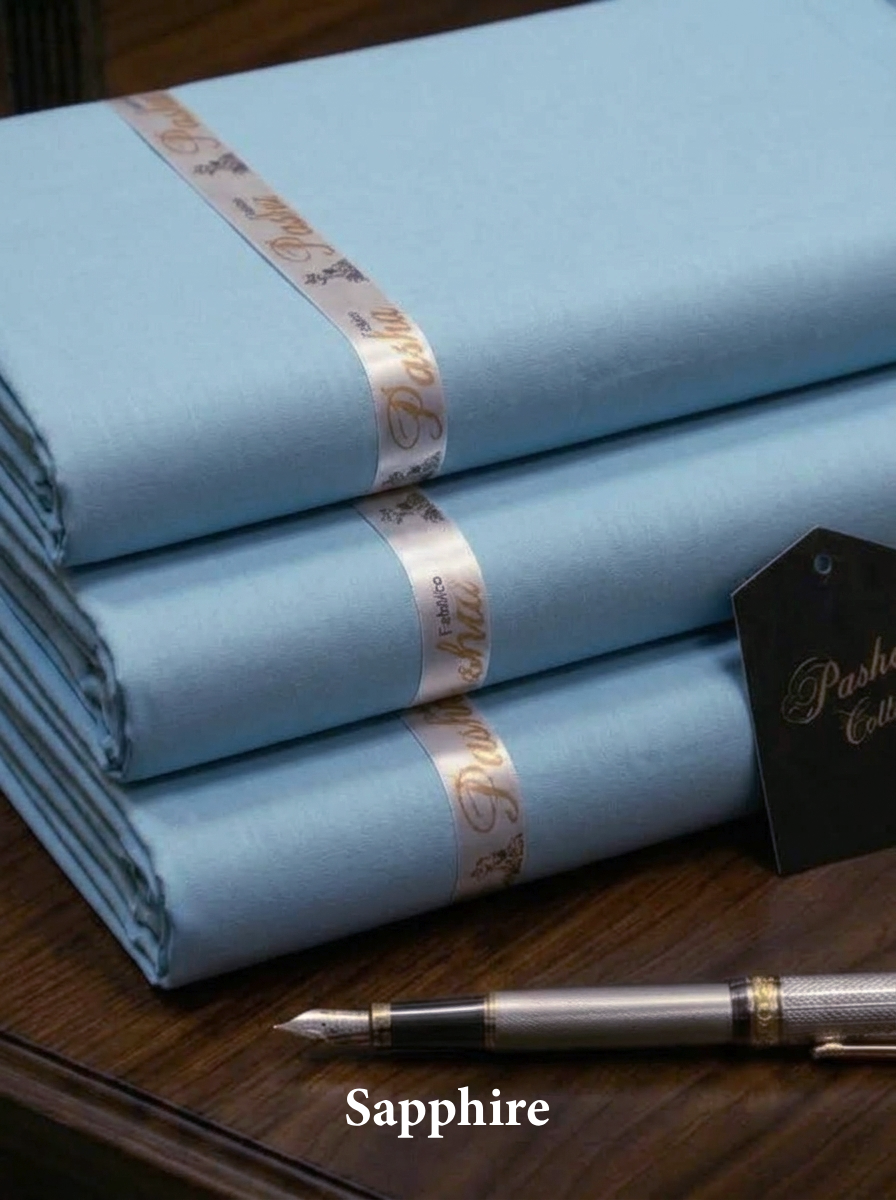 Pasha Premium | 100% Soft Egyptian Cotton | Luxurious Unstitched Fabric (Sapphire)