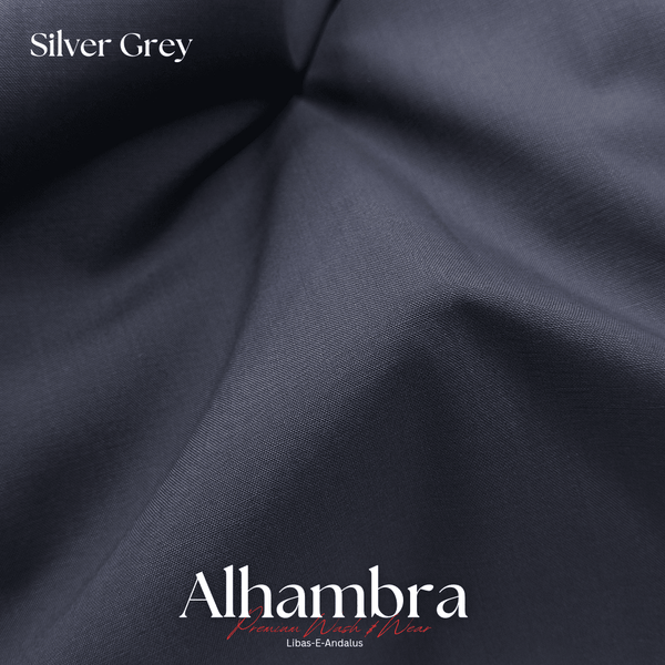 Alhambra Premium 4 Season Wash & Wear Suit (Silver Grey) 4-Meter - Sultan Fabrics