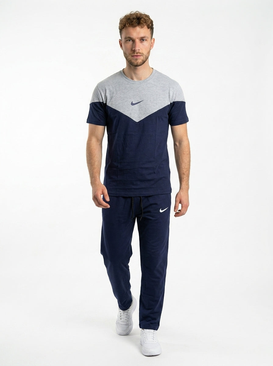 Nik Summer Jersey Tracksuit (Silver & Navy)