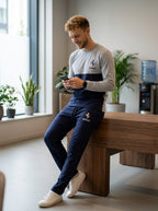 Ferrar Summer Jersey Tracksuit (Silver & Navy)