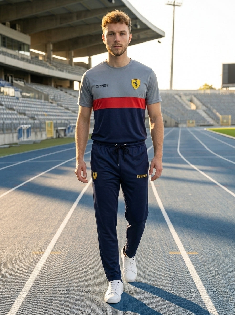 Ferrar Summer Dry-Fit Tracksuit (Silver & Navy)